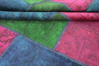 Patchwork Rug Green Pink Blue in 240x170 (4 / 4)
