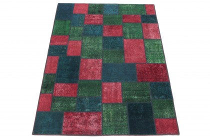 Patchwork Teppich Rot Grün Blau in 240x170