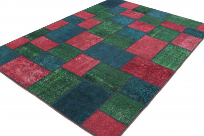 Patchwork Teppich Rot Grün Blau in 240x170 (2 / 4)