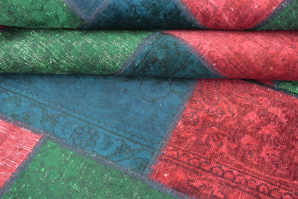 Patchwork Teppich Rot Grün Blau in 240x170 (4 / 4)