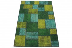 Patchwork Rug Green Turquoise Yellow in 240x160