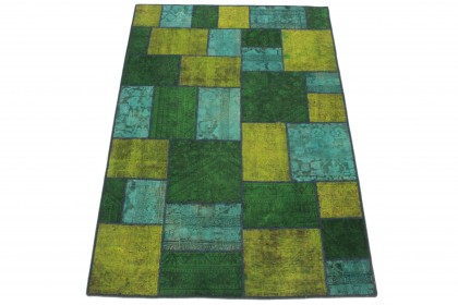 Patchwork Rug Green Turquoise Yellow in 240x160