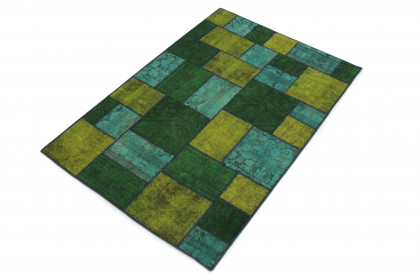 Patchwork Teppich Grün Türkis Gelb in 240x160 (2 / 5)