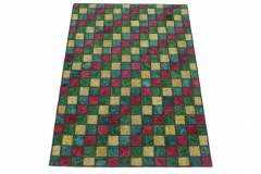 Patchwork Teppich Rot Gelb Türkis Grün in 210x150