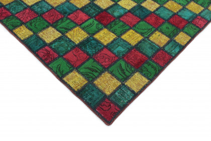 Patchwork Rug Red Yellow Turquoise Green in 210x150 (3 / 4)