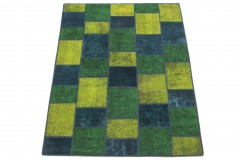 Patchwork Teppich Türkis Grün Gelb in 200x150