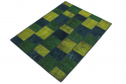 Patchwork Rug Turquoise Green Yellow in 200x150 (2 / 6)