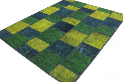 Patchwork Rug Turquoise Green Yellow in 200x150 (3 / 6)