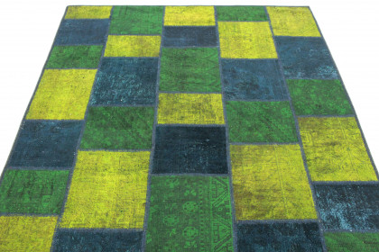 Patchwork Rug Turquoise Green Yellow in 200x150 (5 / 6)