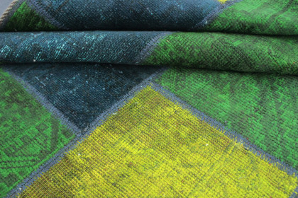 Patchwork Rug Turquoise Green Yellow in 200x150 (6 / 6)