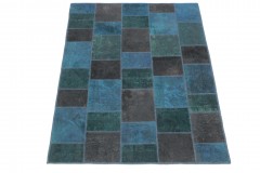 Patchwork Rug Blue Turquoise Brown in 200x150