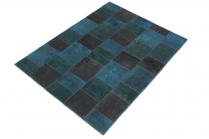 Patchwork Teppich Blau Türkis Braun in 200x150 (2 / 4)