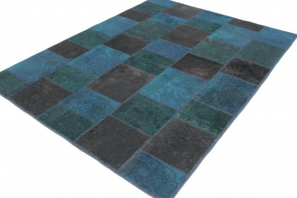 Patchwork Teppich Blau Türkis Braun in 200x150 (3 / 4)