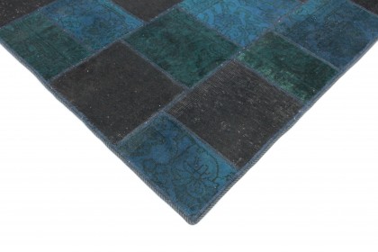 Patchwork Teppich Blau Türkis Braun in 200x150 (4 / 4)