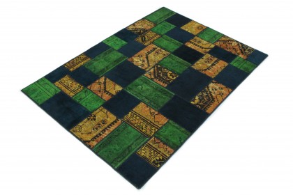 Patchwork Teppich Orange Blau Grün in 240x160 (4 / 9)