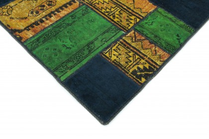 Patchwork Teppich Orange Blau Grün in 240x160 (5 / 9)