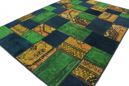 Patchwork Teppich Orange Blau Grün in 240x160 (6 / 9)