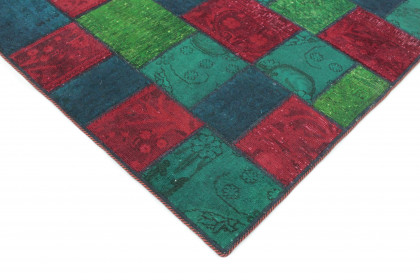 Patchwork Rug Red Green Turquoise in 210x150 (4 / 6)