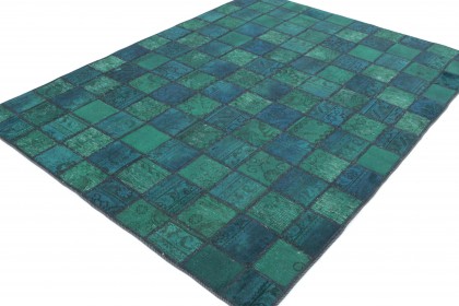 Patchwork Teppich Grün Türkis in 200x150 (4 / 5)