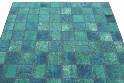 Patchwork Teppich Grün Türkis in 200x150 (5 / 5)