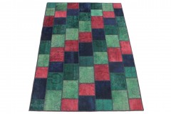 Patchwork Rug Red Green Turquoise Blue in 250x170