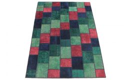 Patchwork Teppich Rot Grün Türkis Blau in 250x170