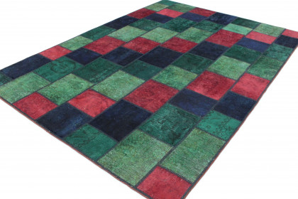 Patchwork Rug Red Green Turquoise Blue in 250x170 (3 / 5)