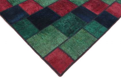 Patchwork Rug Red Green Turquoise Blue in 250x170 (4 / 5)