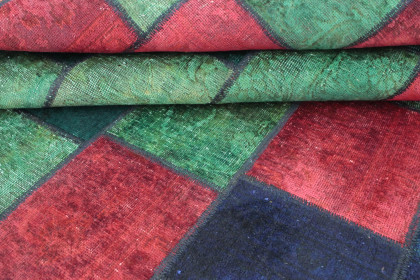 Patchwork Rug Red Green Turquoise Blue in 250x170 (5 / 5)