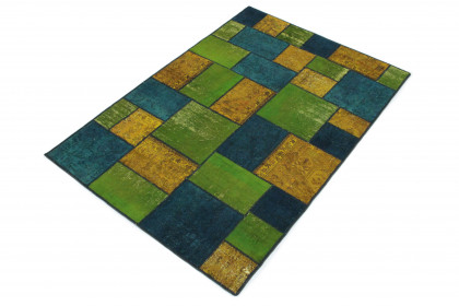 Patchwork Rug Blue Green Orange in 240x160 (2 / 4)