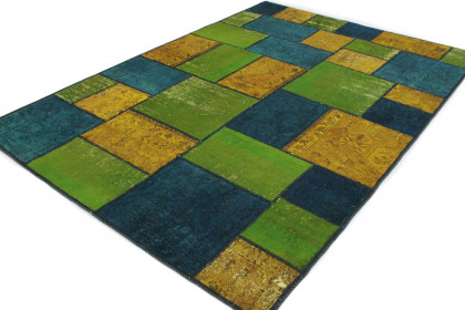 Patchwork Rug Blue Green Orange in 240x160 (3 / 4)
