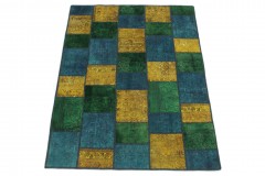 Patchwork Rug Yellow Turquoise Green in 200x150