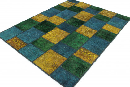 Patchwork Rug Yellow Turquoise Green in 200x150 (4 / 7)