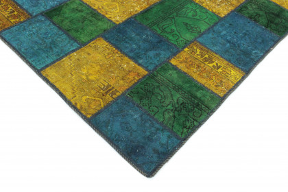 Patchwork Rug Yellow Turquoise Green in 200x150 (5 / 7)