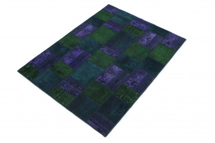 Patchwork Teppich Grün Lila Blau in 210x150 (2 / 6)