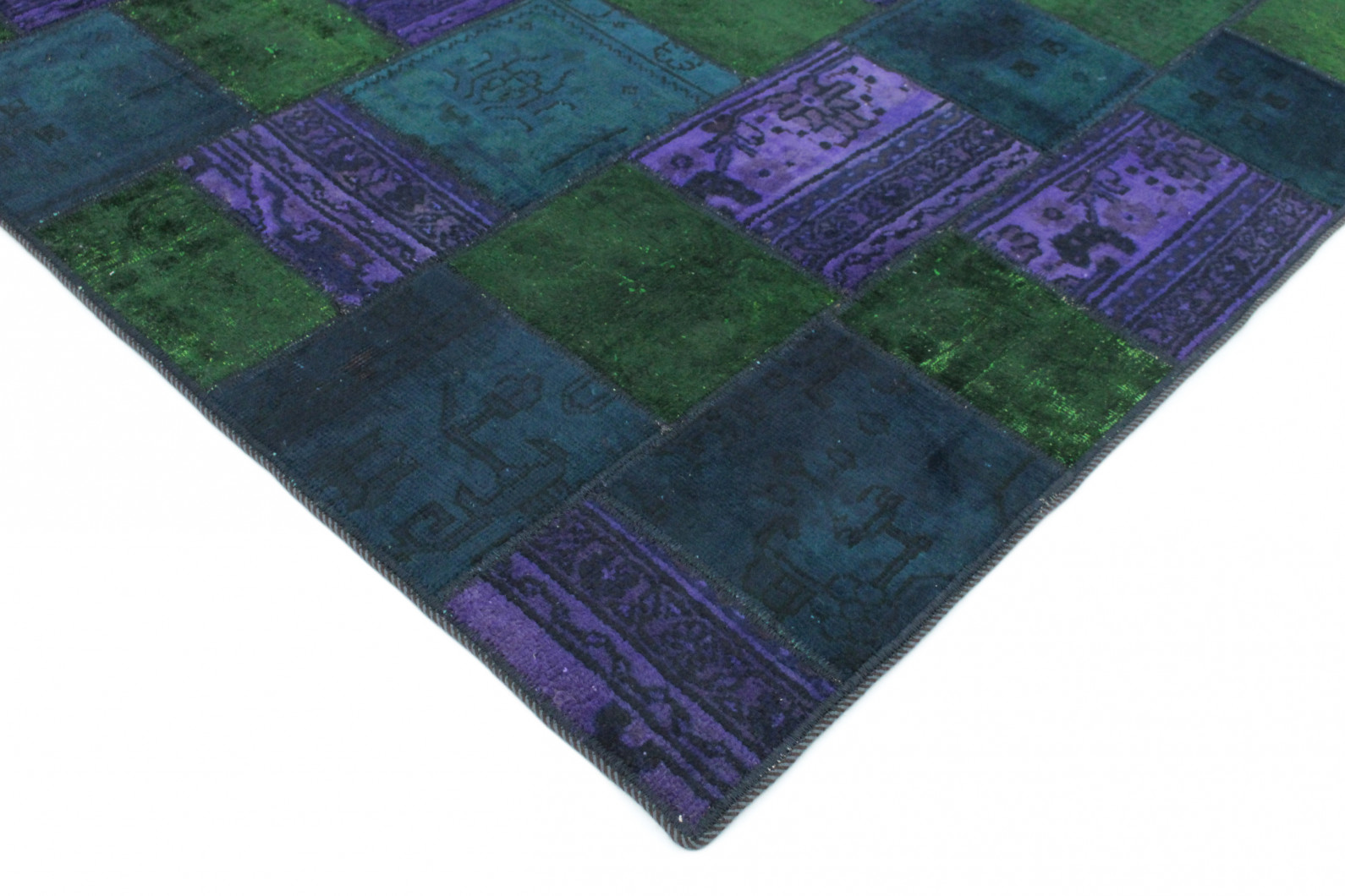Patchwork Rug Green Purple Blue in 210x150 (1001-167141) - carpetido.de