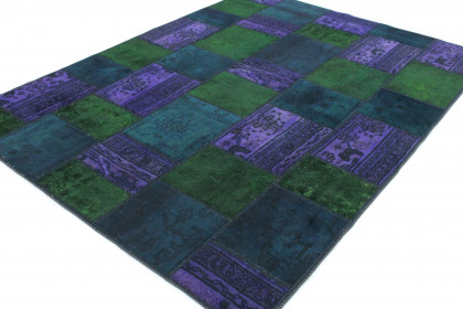Patchwork Teppich Grün Lila Blau in 210x150 (4 / 6)