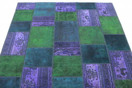 Patchwork Teppich Grün Lila Blau in 210x150 (5 / 6)