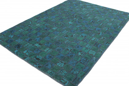 Patchwork Teppich Türkis Blau in 240x160 (2 / 3)