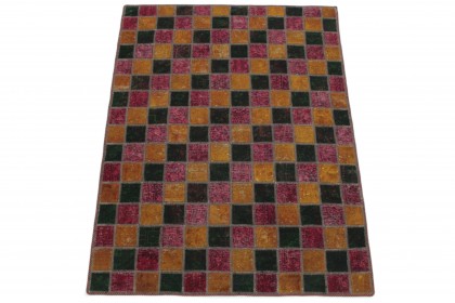 Patchwork Rug Orange Red Green in 170x130