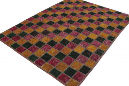 Patchwork Rug Orange Red Green in 170x130 (2 / 4)