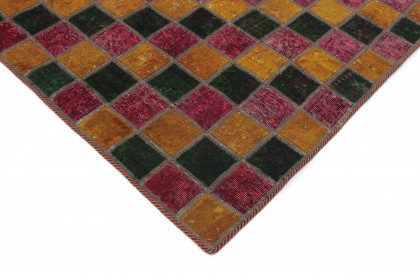 Patchwork Rug Orange Red Green in 170x130 (3 / 4)