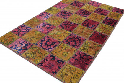 Patchwork Rug Pink Orange in 160x100 (3 / 4)