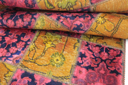 Patchwork Rug Pink Orange in 160x100 (4 / 4)