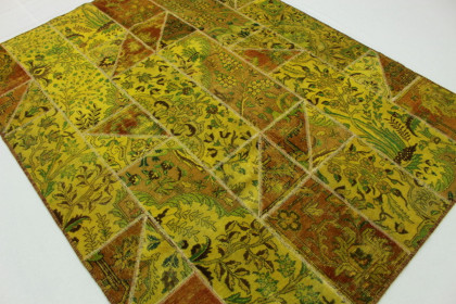 Patchwork Rug Orange Yellow in 240x180cm (4 / 5)