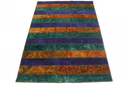 Patchwork Rug Orange Purple Turquoise in 250x170cm