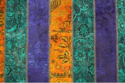 Patchwork Teppich Orange Lila Türkis in 250x170cm (2 / 4)