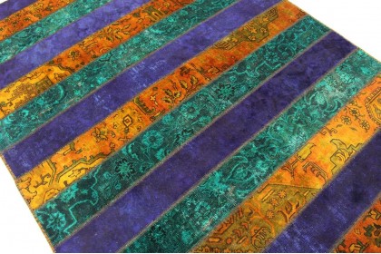 Patchwork Teppich Orange Lila Türkis in 250x170cm (4 / 4)