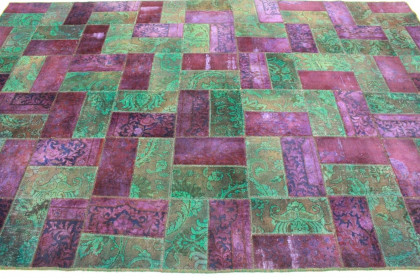 Patchwork Rug Turquoise Violet in 360x240cm (4 / 5)