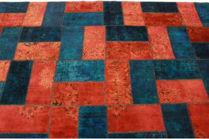 Patchwork Rug Red Blue Turquoise in 370x240cm (5 / 6)